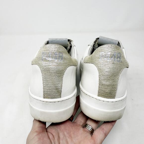 [P448] Thea Platform Lace Up Low Top Sneakers White Gray Sparkle Tweed Size 40 - Picture 4 of 13